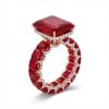 14.22 CT Luxury Ruby Radiant Cut Pave Halo Engagement Ring