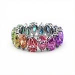 Pear Cut Rainbow Sapphire Eternity Band