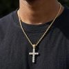 Glow in the Dark Iced Round Cut Cross Pendant