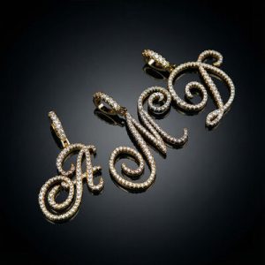Cursive Style A to Z Initial Letters Pendant in Gold