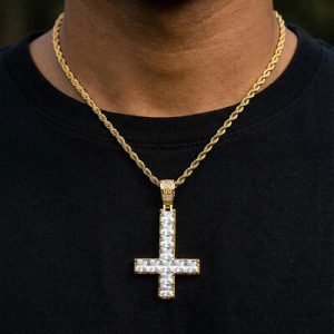 Upside Down Cross Pendant in Gold