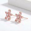 Lovely Pink Flower Marquise Cut Stud Earrings