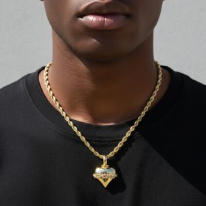 Iced Heart Thorns Urn Pendant in Gold