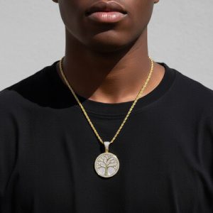 Two-tone Tree of Life Medallion Pendant