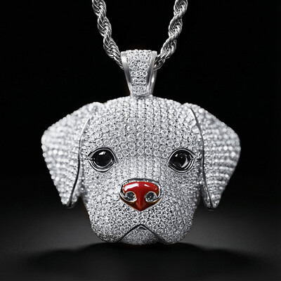 Lovely Micro Pave Labrador Retriever Head Pendant