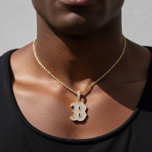Iced Baguette Letter ���B��� Pendant