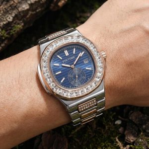 Iced Square Cut Dial Calendar Men's Quartz Watch