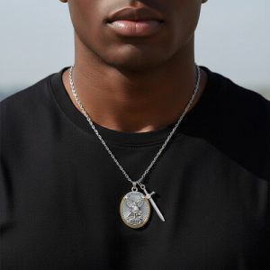 St. Michael Shield and Sword Protection Pendant