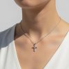 Round Cut Diamonds Cross Pendant in White Gold
