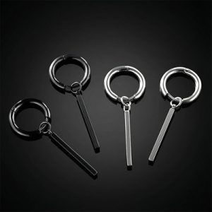 Square Stick Stainless Steel Hoop Earrings