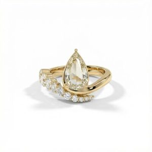 S925 Silver Pear Diamond Curved Style Engagement Ring