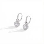 S925 Silver Round Diamond Halo Hoop Earrings