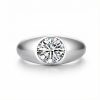 S925 Silver Round Diamond Bezel Set Ring