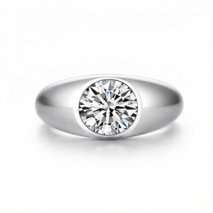 S925 Silver Round Diamond Bezel Set Ring