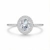 1CT Oval Cut VVS Moissanite S925 Silver Halo Engagement Ring