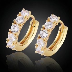 Iced Hoop Earring in 18K Gold