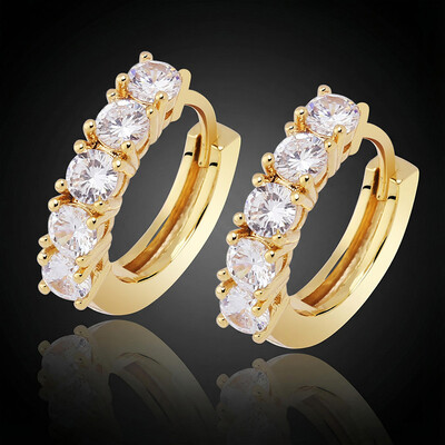 Iced Hoop Earring in 18K Gold