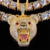 Iced Roaring Bear Head Pendant