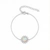 S925 Silver Opal & White Diamond Flower Cluster Bracelet