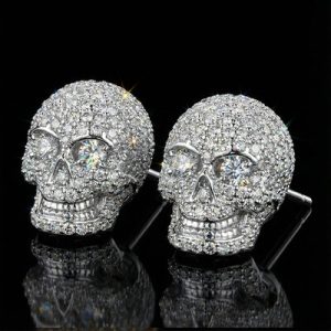 Iced Skull Stud Earrings