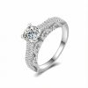 S925 Silver Round Diamond Pave Engagement Ring