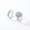 S925 Silver Three Halo Pear Cut Diamond Engagement Ring Set