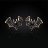 Micro Paved Black Diamonds Bats Stud Earrings