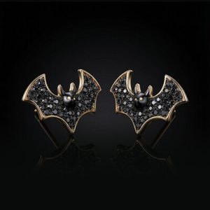 Micro Paved Black Diamonds Bats Stud Earrings
