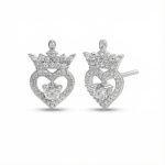 S925 Silver Crown Of Hearts Stud Earrings