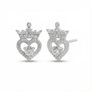 S925 Silver Crown Of Hearts Stud Earrings