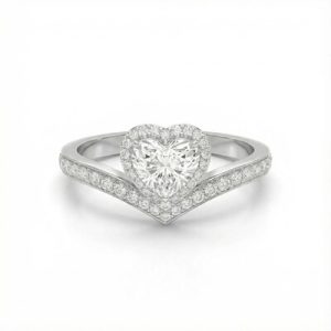 Heart Cut VVS Moissanite Halo Engagement Ring
