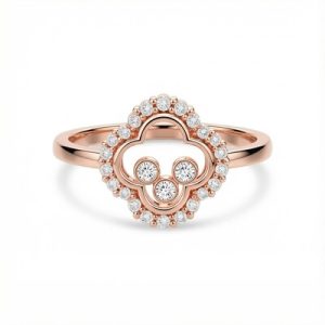 S925 Silver Clover Shaped Dancing Diamond Ring