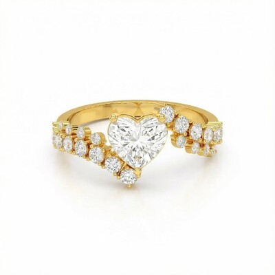 Heart Cut VVS Moissanite Twisted Engagement Ring