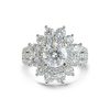 Round Cut VVS Moissanite Floral Style Cluster Halo Engagement Ring