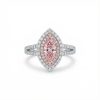 S925 Silver Pink Marquise Diamond Halo Engagement Ring