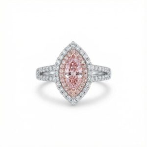 S925 Silver Pink Marquise Diamond Halo Engagement Ring