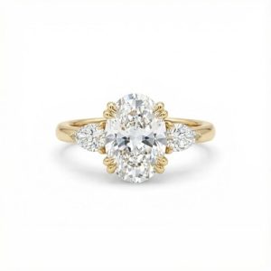 Oval Cut VVS Moissanite Vintage Three Stone Engagement Ring