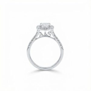 Personalized Initial Letter Cushion Cut VVS Moissanite Engagement Ring