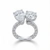 Pear & Round Cut VVS Moissanite Pave Engagement Ring