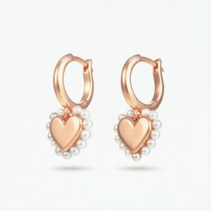 S925 Silver Heart Shaped Pearl Drop Earrings