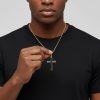 Black Iced Out Cross Pendant in Gold