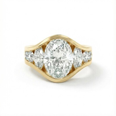 4.56CT Oval Cut VVS Moissanite Full Channel Set Engagement Ring