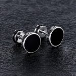 Simple Round Black Greek Key Earrings