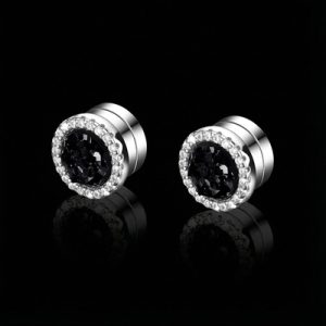 Multicolor Crushed Diamond Round Magnetic Earrings