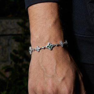 Iced Out 14mm Four Leaf Clover Bracelet
