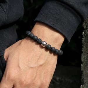 Lava Rock Basketball Beaded Bracelet