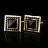 Iced Square Black Stone Halo Earrings