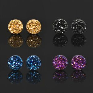 Quartz Round Magnetic Non-Piercing Stud Earrings