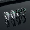 Iced Snake Hoop Earrings With Emerald Eyes
