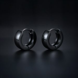Stainless Steel Hoop Earrings in Black Gold